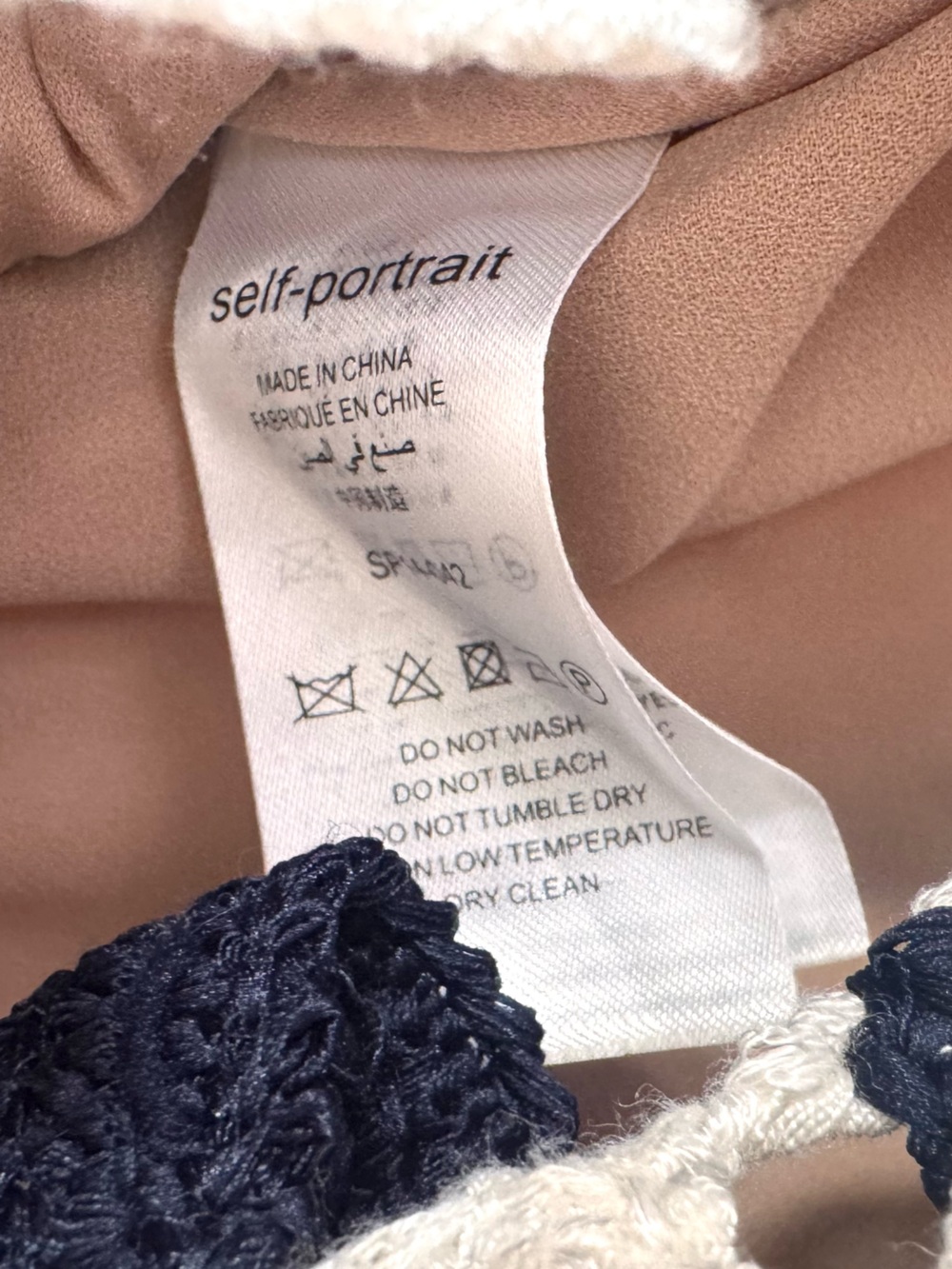 Self-Portrait Striped Crochet Knit Midi Skirt - Navy & White - Picture 8 of 8